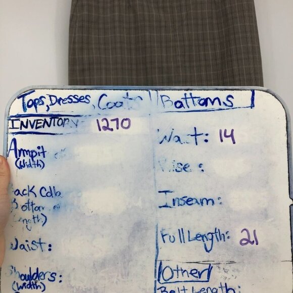 Suzy Shier taupe plaid pencil  skirt back slit knee length - Picture 10 of 14